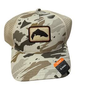 NWT Simms CBP Trout Icon trucker Ghost camo stone baseball hat